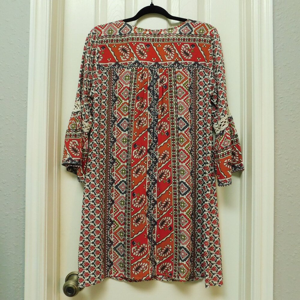UMGEE USA Boho Hippie V-neck Bell Sleeve 3/4 Lightweight Womens Small - Picture 2 of 11